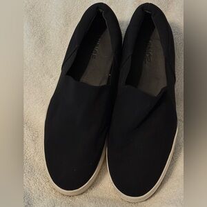 VINCE. Warren Black Fabric Leather Lined Slip On Platform Sneaker size 7.5